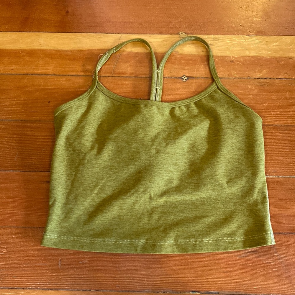 Beyond Yoga Spacedye Racerback Cropped Tank/Bra in Olive/Mustard SiE S